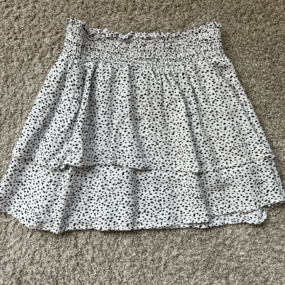 Forever 21 White and Black Spotted Layered Skirt